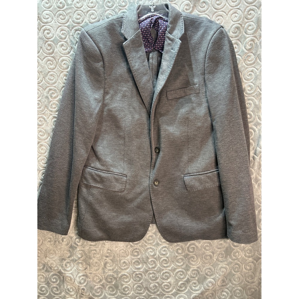Ike‎ Behar Mens Gray Knit Blazer Sport Coat Two Button Jacket Size 40 R